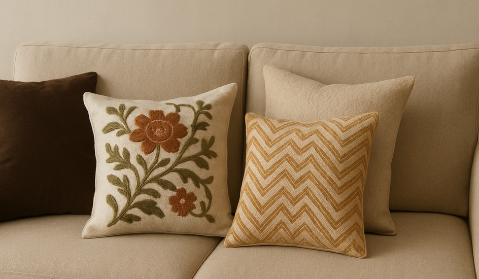 Cushion Covers on a Beige Sofa
